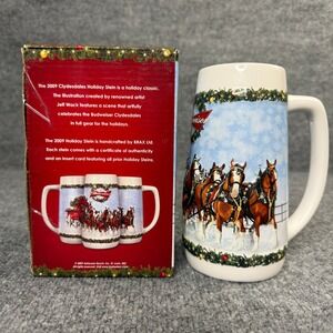 Budweiser Beer Stein 2009 A Holiday Tradition Clydesdale Horses Collectible Mug